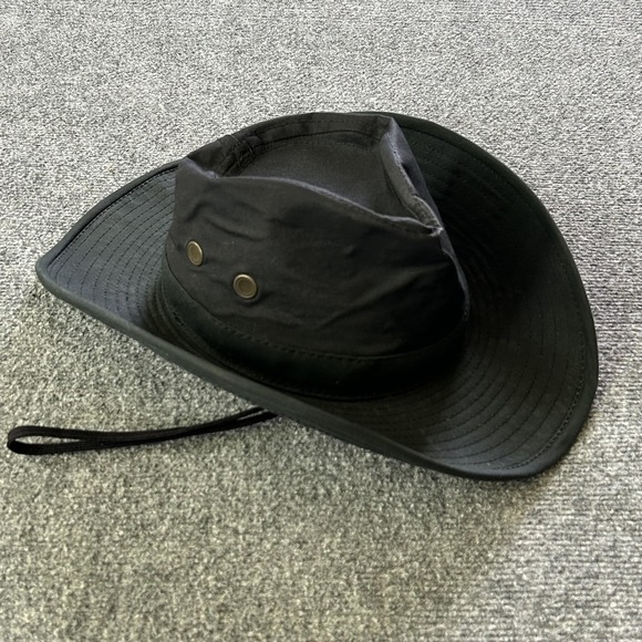 Source Unknown Other - Boonie Hat‎ Mens Medium Black Wide Brim Adjustable Chin Strap Outdoor USA Made